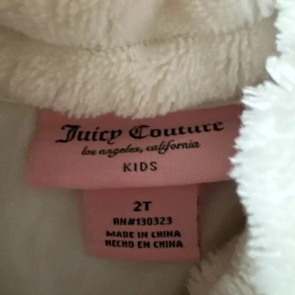 Juicy Couture Kids White Ribbed Faux Fur Peplum Coat Heart Logo 2T RN130323 - Picture 5 of 7